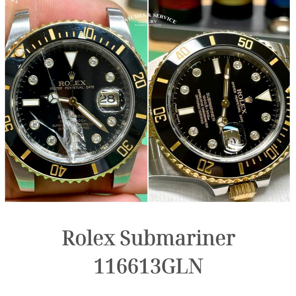 Đồng hồ vỡ kính – hình ảnh trước khi sửa chữa tại Watches & Service Luxury